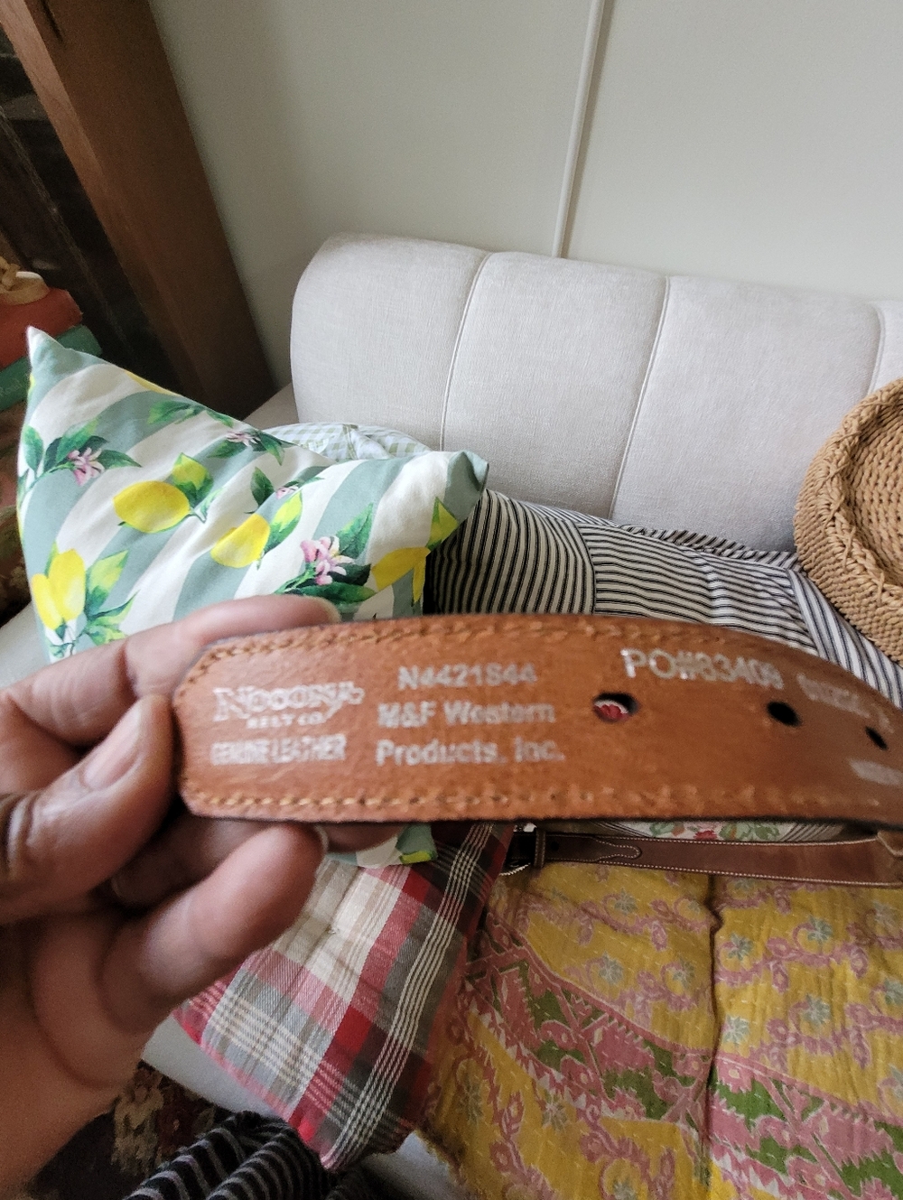 Nocona Tan Leather Western Belt with Embossed Branding - Picture 5 of 8